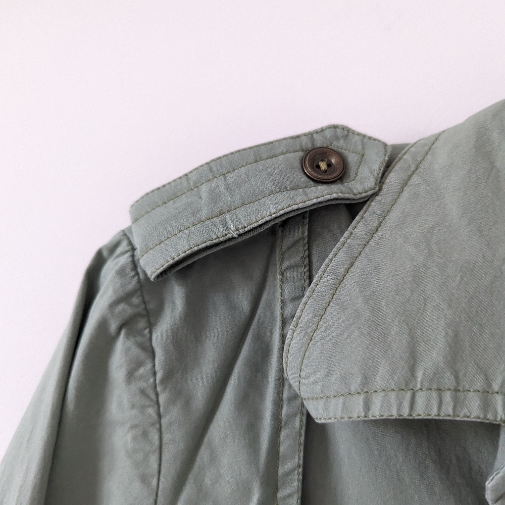 Amir Military-Inspired Belted Shirt Dress - Size 4 Green Cotton Gorpcore Fall - Picture 4 of 13